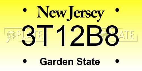 3T12B8 New Jersey License Plate