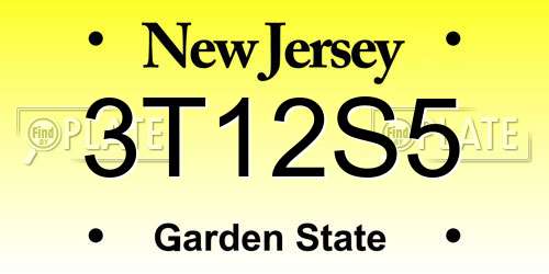 3T12S5 New Jersey License Plate