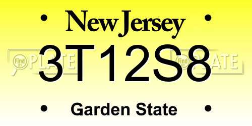 3T12S8 New Jersey License Plate