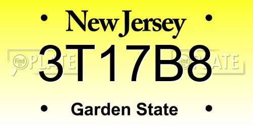 3T17B8 New Jersey License Plate