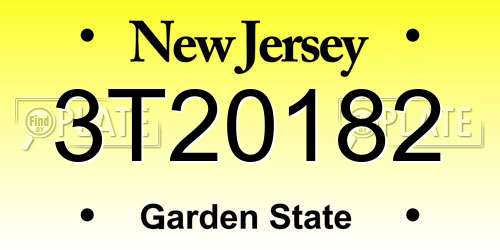 3T20182 New Jersey License Plate