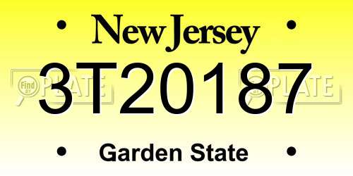 3T20187 New Jersey License Plate