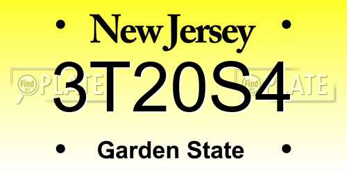 3T20S4 New Jersey License Plate