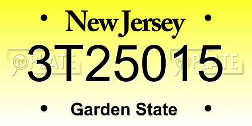 3T25015 New Jersey License Plate
