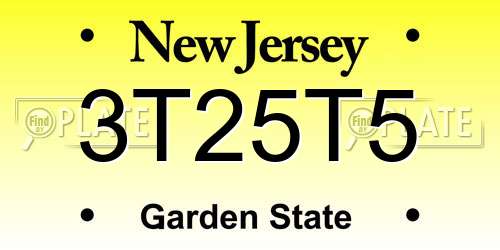 3T25T5 New Jersey License Plate
