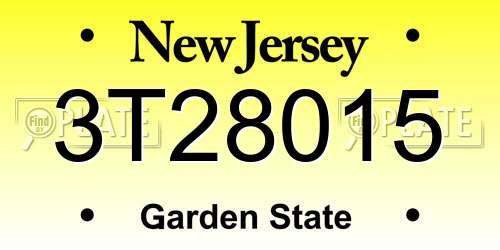 3T28015 New Jersey License Plate