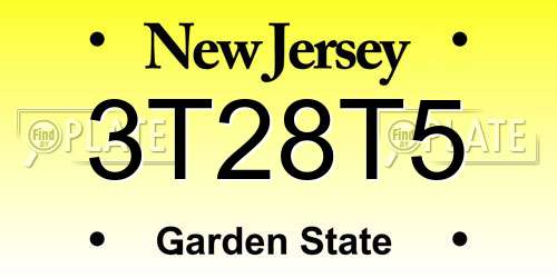 3T28T5 New Jersey License Plate