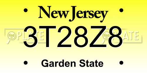 3T28Z8 New Jersey License Plate