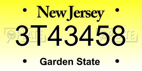 3T43458 New Jersey License Plate