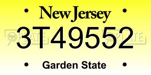 3T49552 New Jersey License Plate