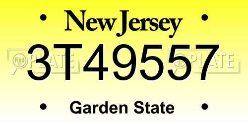 3T49557 New Jersey License Plate