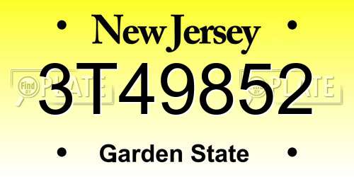 3T49852 New Jersey License Plate