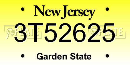 3T52625 New Jersey License Plate