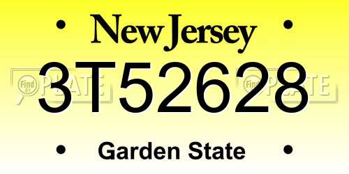 3T52628 New Jersey License Plate