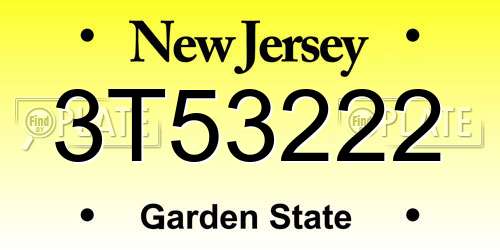 3T53222 New Jersey License Plate