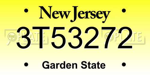 3T53272 New Jersey License Plate