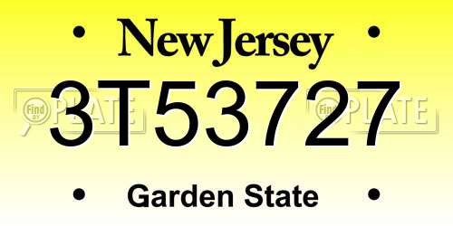 3T53727 New Jersey License Plate