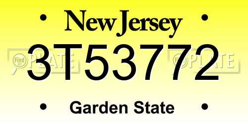 3T53772 New Jersey License Plate