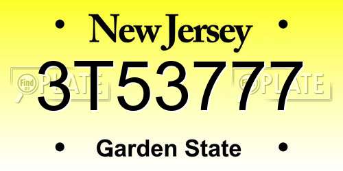 3T53777 New Jersey License Plate