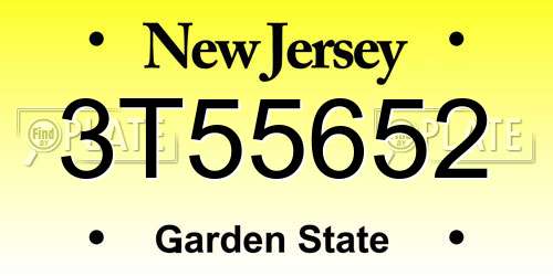 3T55652 New Jersey License Plate