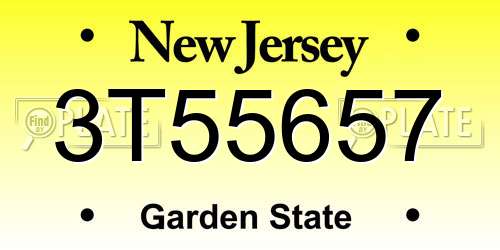 3T55657 New Jersey License Plate