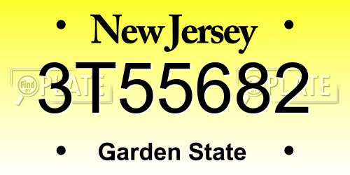3T55682 New Jersey License Plate