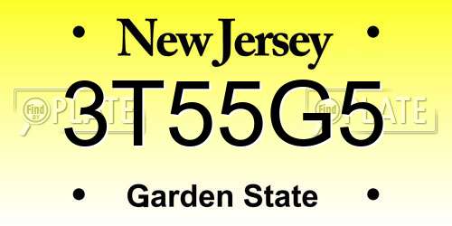 3T55G5 New Jersey License Plate