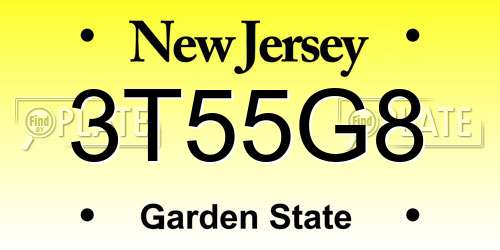 3T55G8 New Jersey License Plate