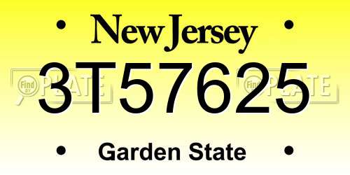3T57625 New Jersey License Plate