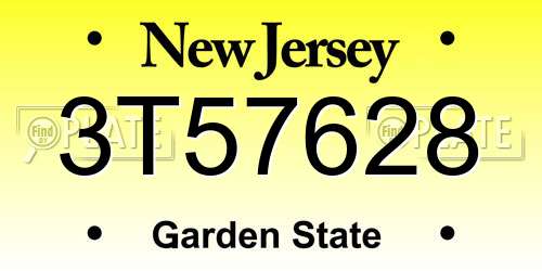 3T57628 New Jersey License Plate