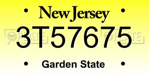 3T57675 New Jersey License Plate