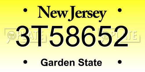 3T58652 New Jersey License Plate