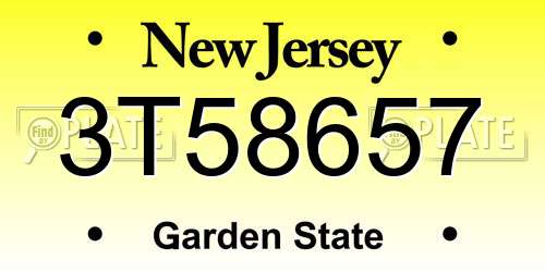 3T58657 New Jersey License Plate
