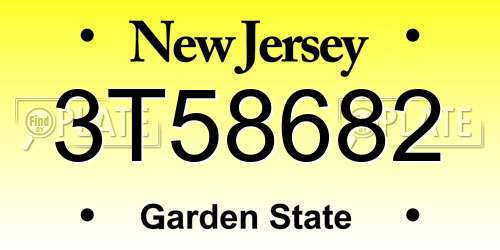 3T58682 New Jersey License Plate