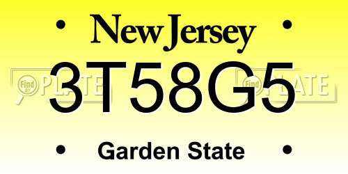 3T58G5 New Jersey License Plate