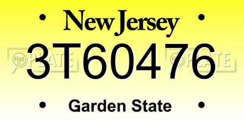 3T60476 New Jersey License Plate