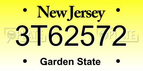 3T62572 New Jersey License Plate