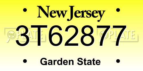 3T62877 New Jersey License Plate