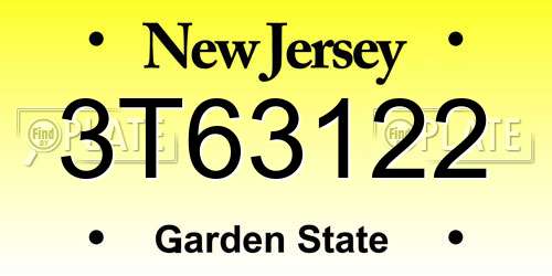 3T63122 New Jersey License Plate