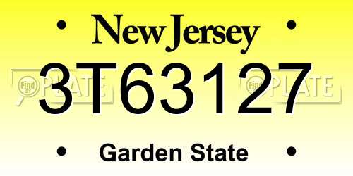 3T63127 New Jersey License Plate