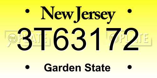 3T63172 New Jersey License Plate