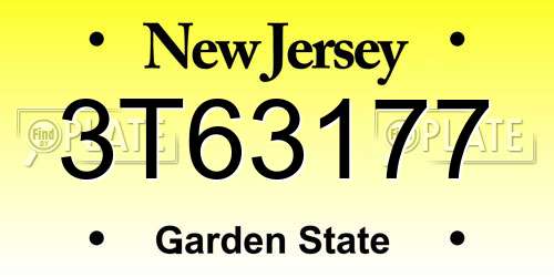 3T63177 New Jersey License Plate