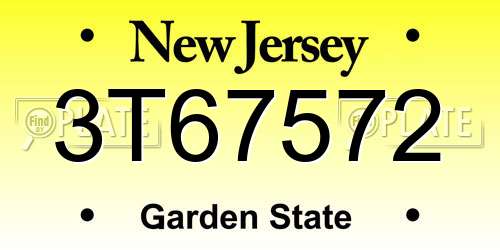 3T67572 New Jersey License Plate