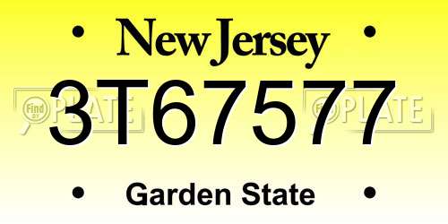 3T67577 New Jersey License Plate