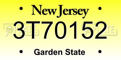 3T70152 New Jersey License Plate