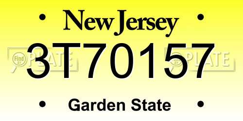 3T70157 New Jersey License Plate