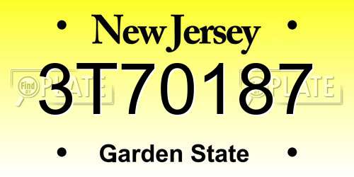 3T70187 New Jersey License Plate