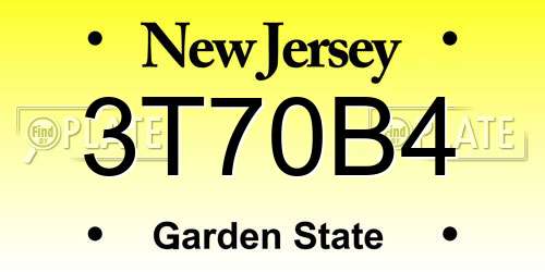 3T70B4 New Jersey License Plate