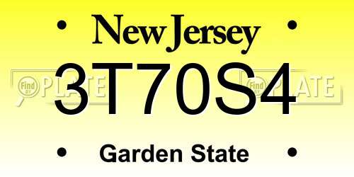 3T70S4 New Jersey License Plate