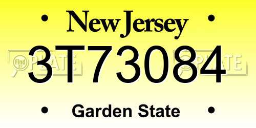 3T73084 New Jersey License Plate